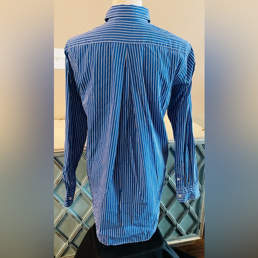Polo by Ralph Lauren Blue White Vertical Stripe Button-Down Shirt - Picture 2 of 3